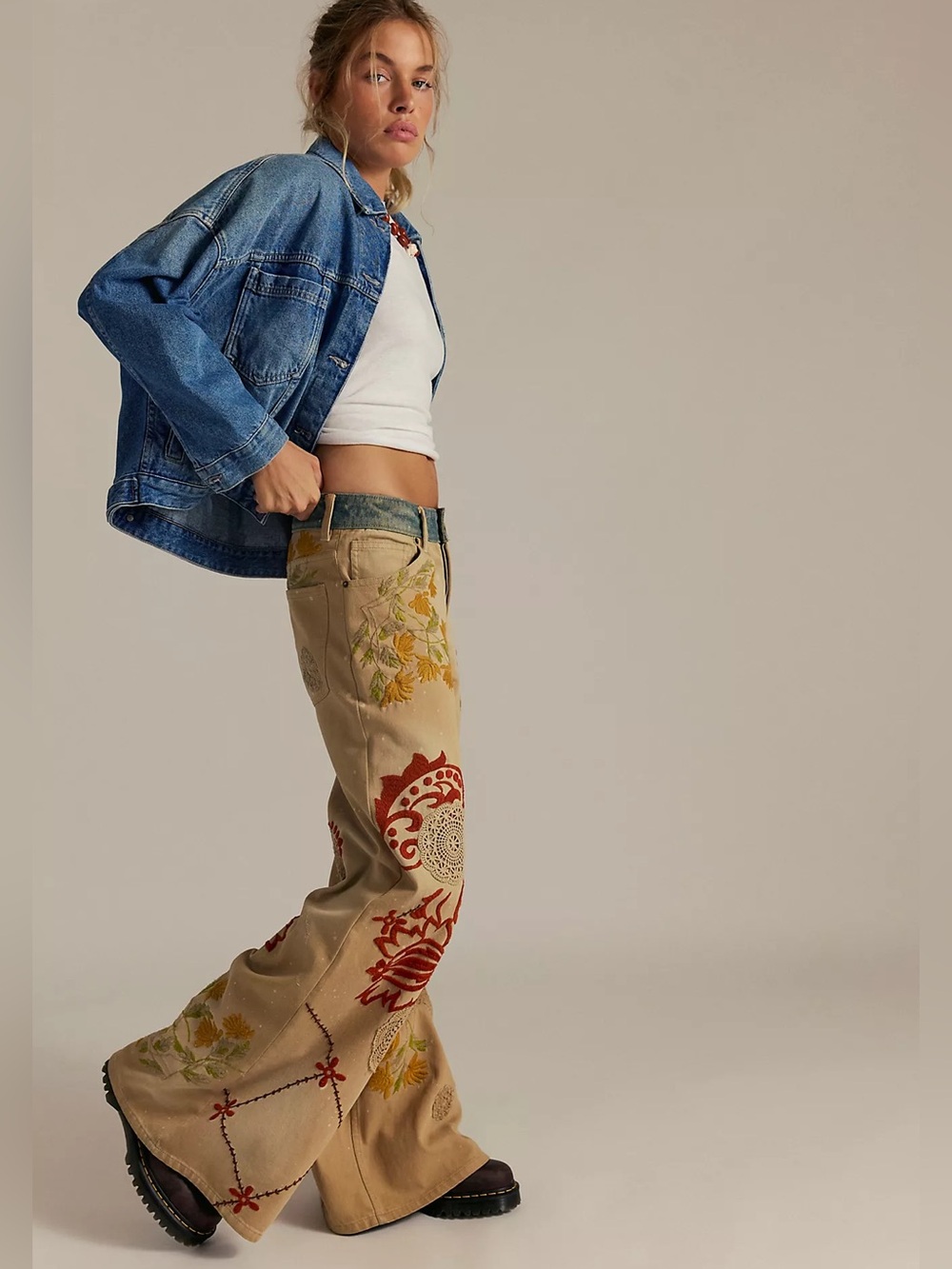 NWT Free People Falling Love Wide-Leg Jeans